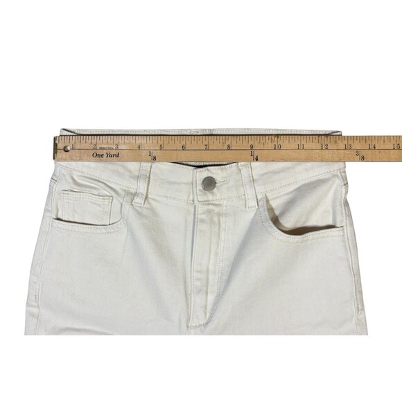 DL1961 Patti Straight High Rise Vintage Ankle Jeans Women’s Size 24 Ecru Raw Hem - Picture 6 of 12